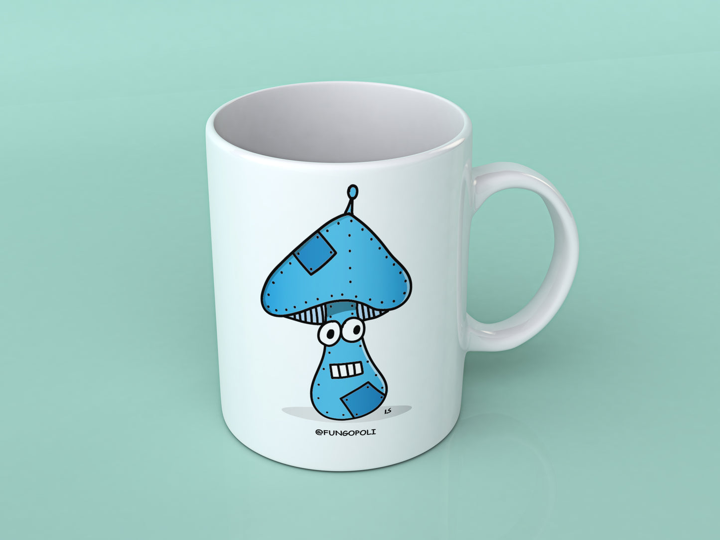 Mug with robot mushroom