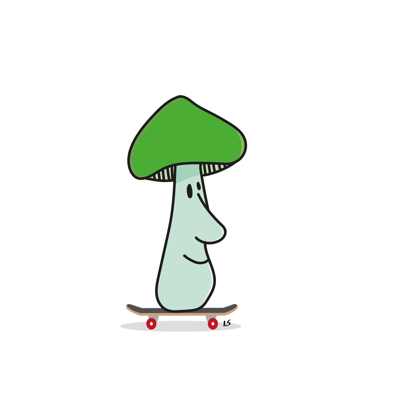 Mushroom shopper bag on skateboard